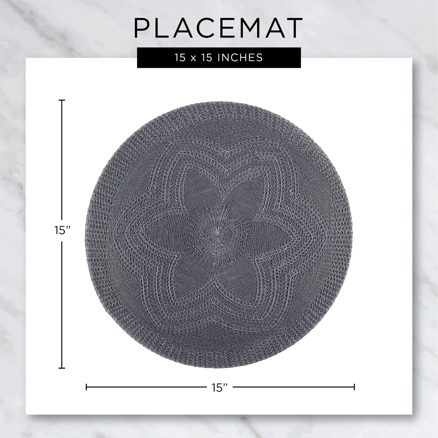 Natural Lattice Woven Polyester Round Placemats, Set Of 6