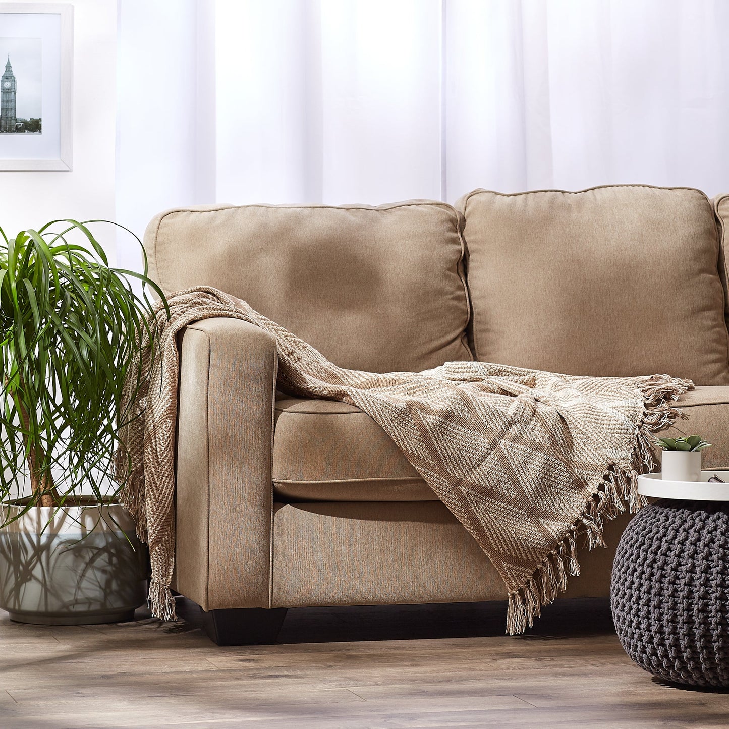 Natural Tone Multi Diamond Throw