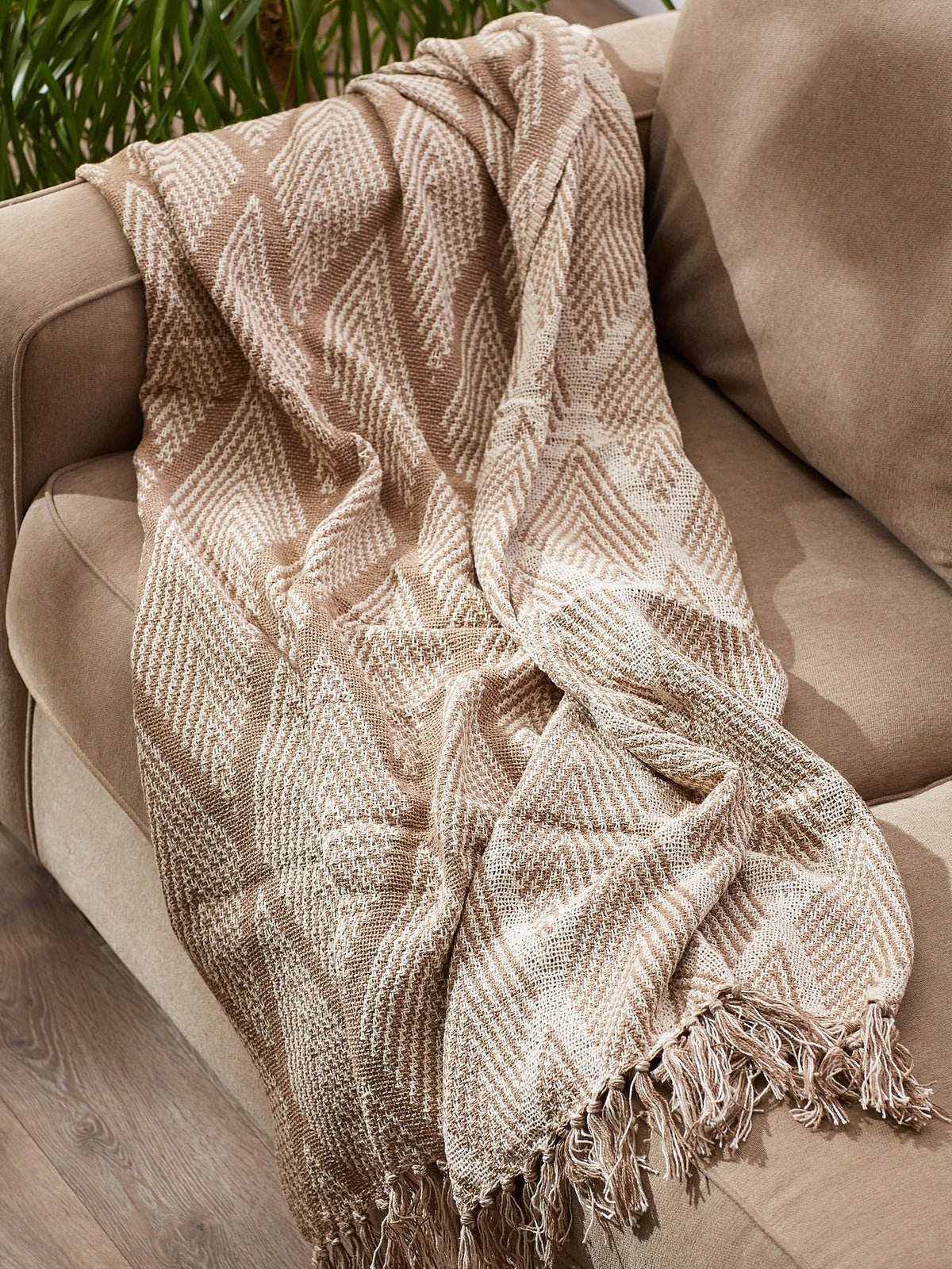 Natural Tone Multi Diamond Throw