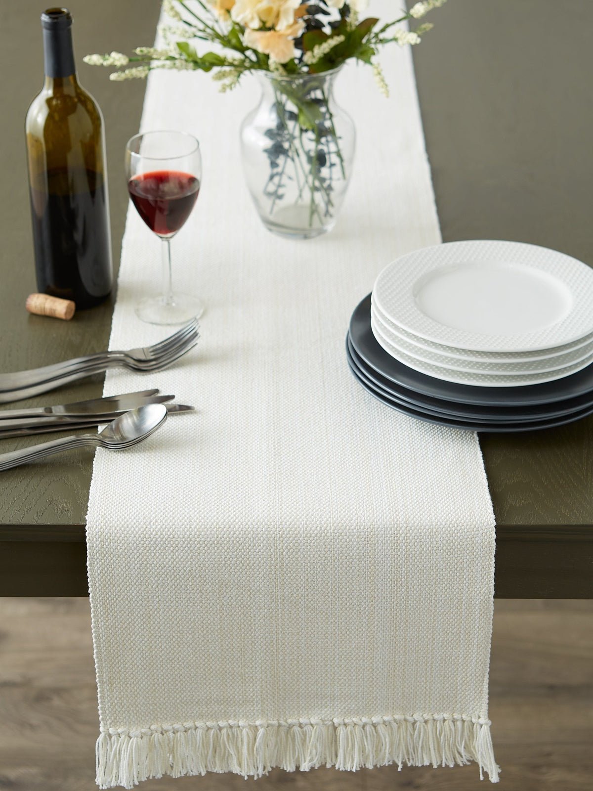 Natural Variegated Fringe 13"X108" Table Runner