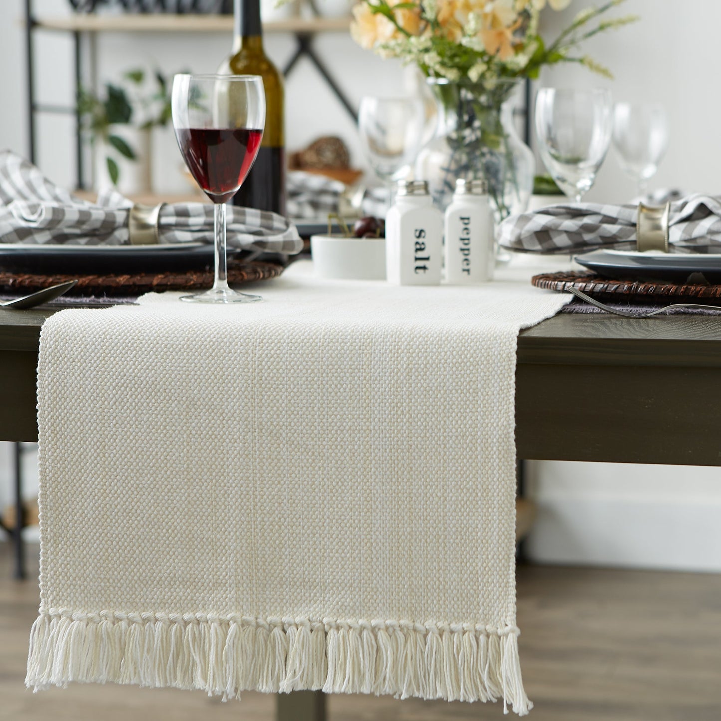 Natural Variegated Fringe 13"X108" Table Runner