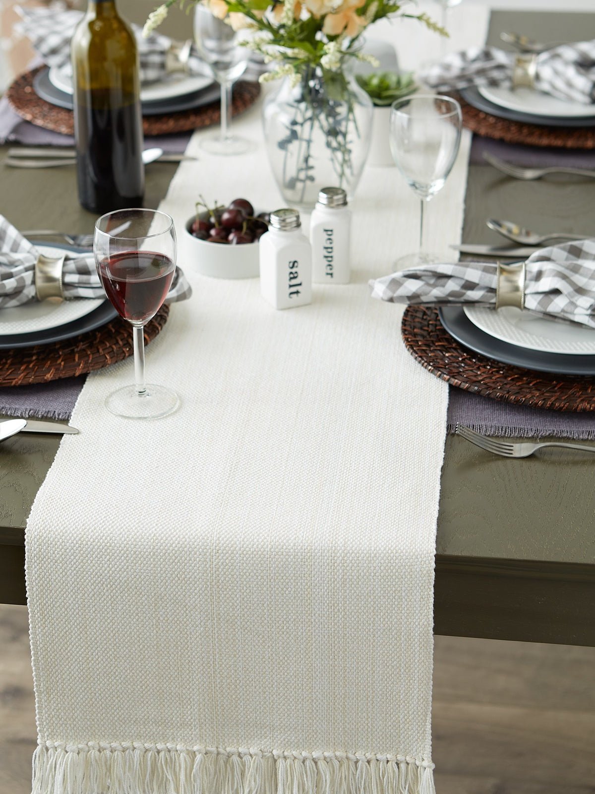 Natural Variegated Fringe 13"X108" Table Runner