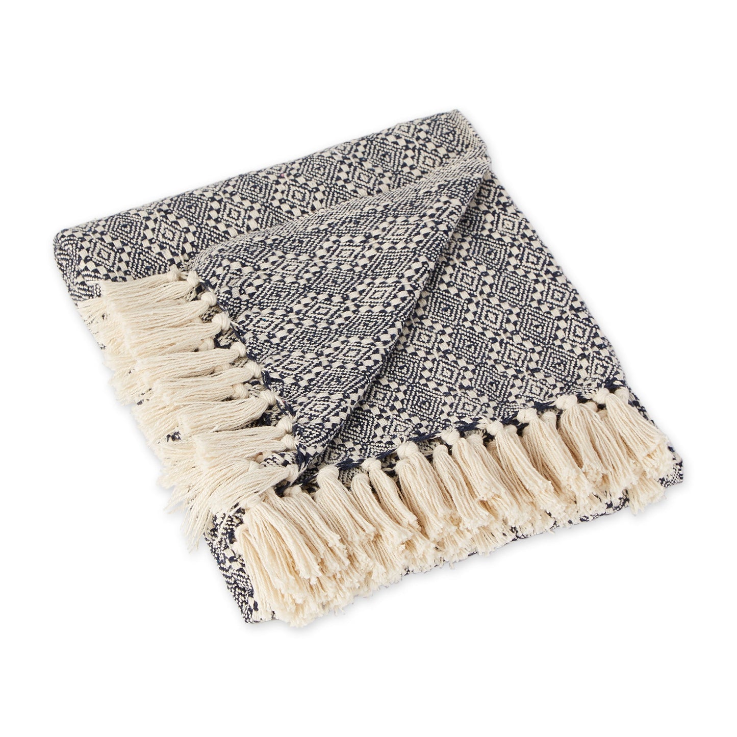 Navy Diamond Stitch Throw