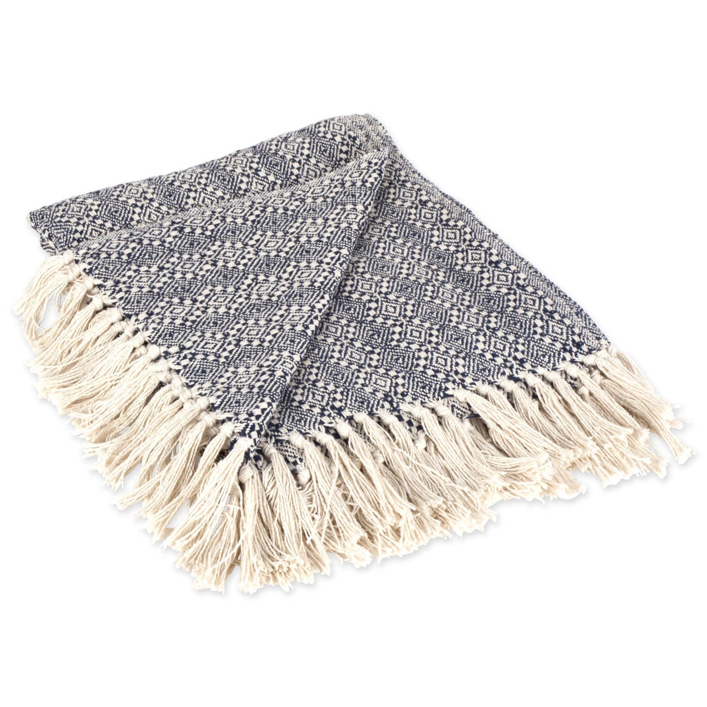 Navy Diamond Stitch Throw