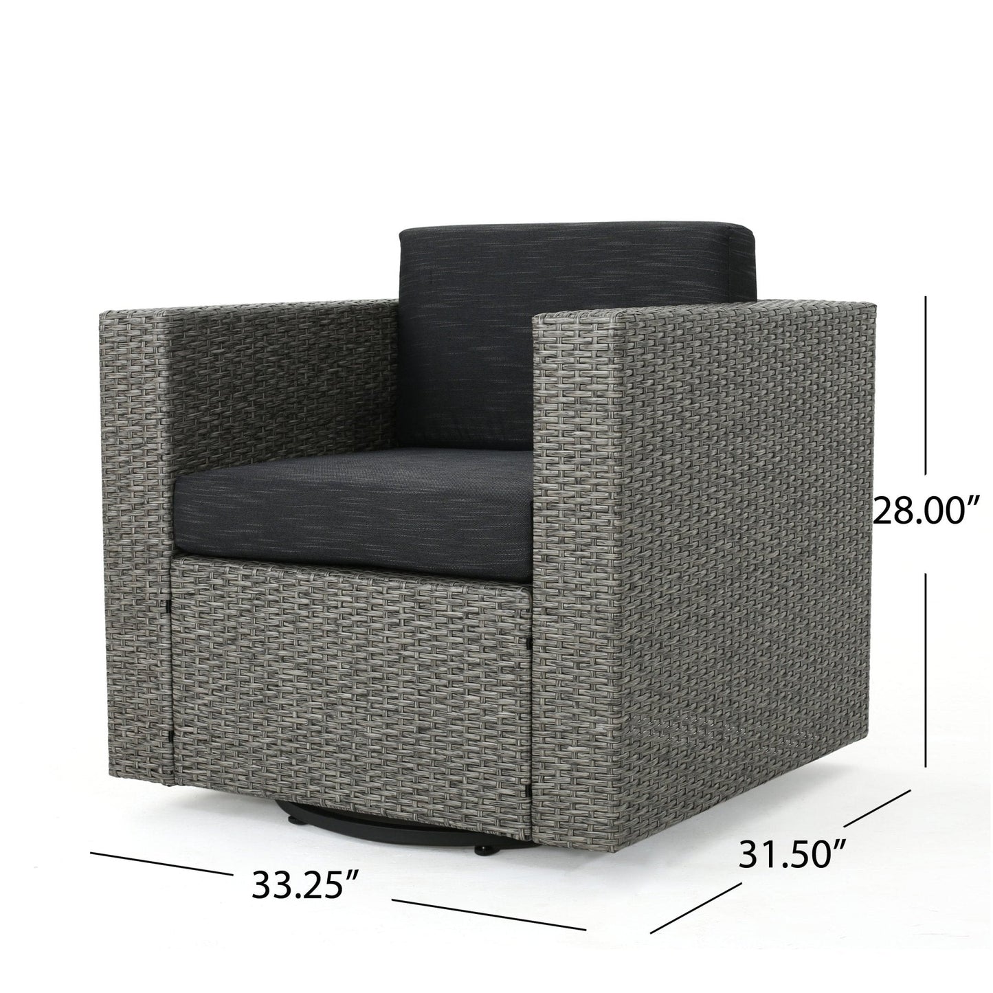 Nebula Outdoor Rattan Swivel Chair with Square Arm and Water-Resistant Cushions