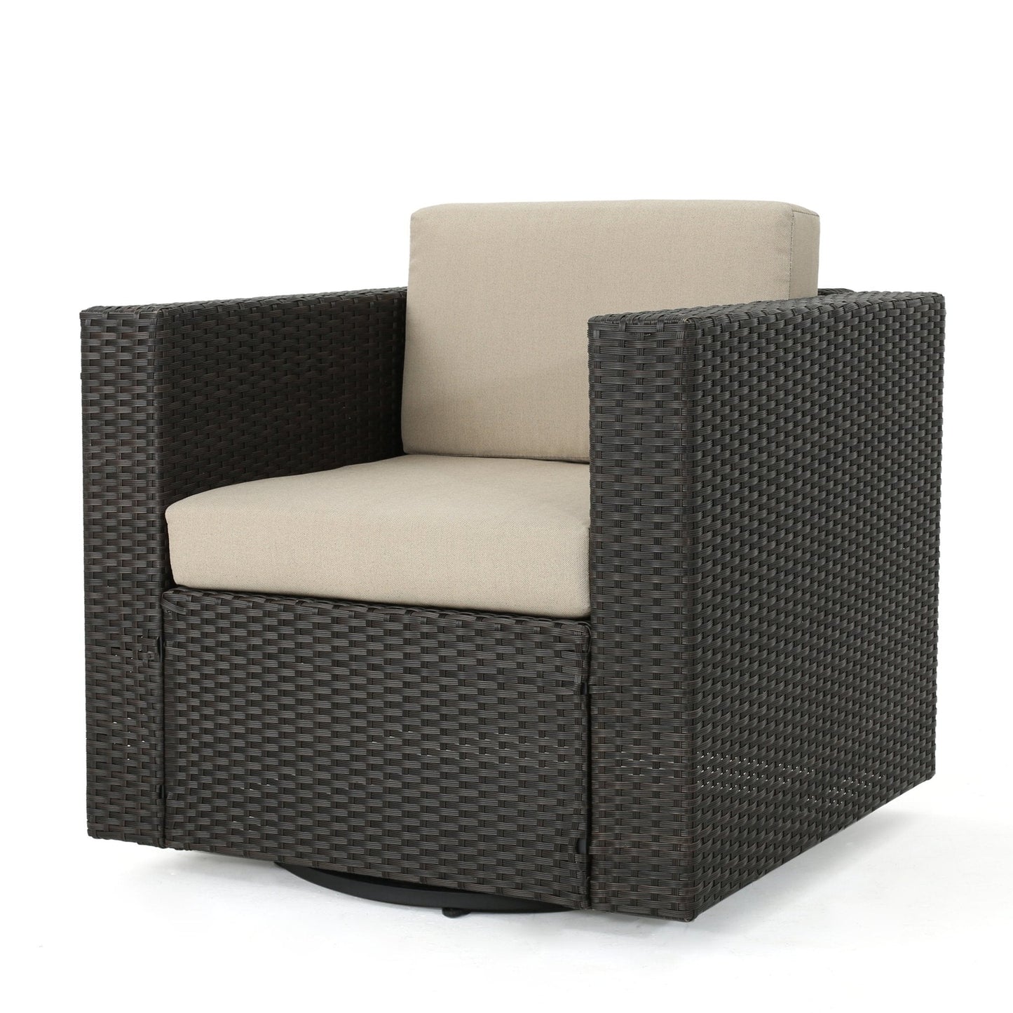 Nebula Outdoor Rattan Swivel Chair with Square Arm and Water-Resistant Cushions