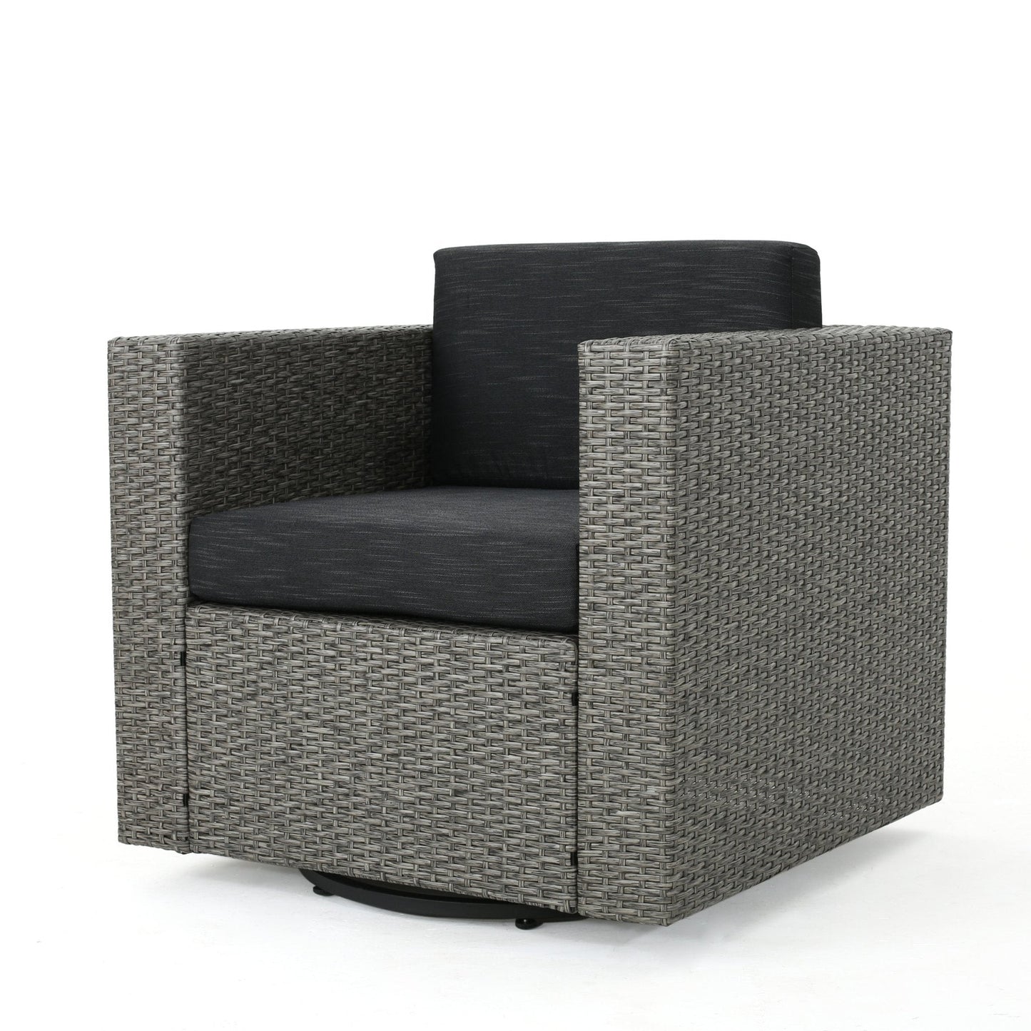 Nebula Outdoor Rattan Swivel Chair with Square Arm and Water-Resistant Cushions