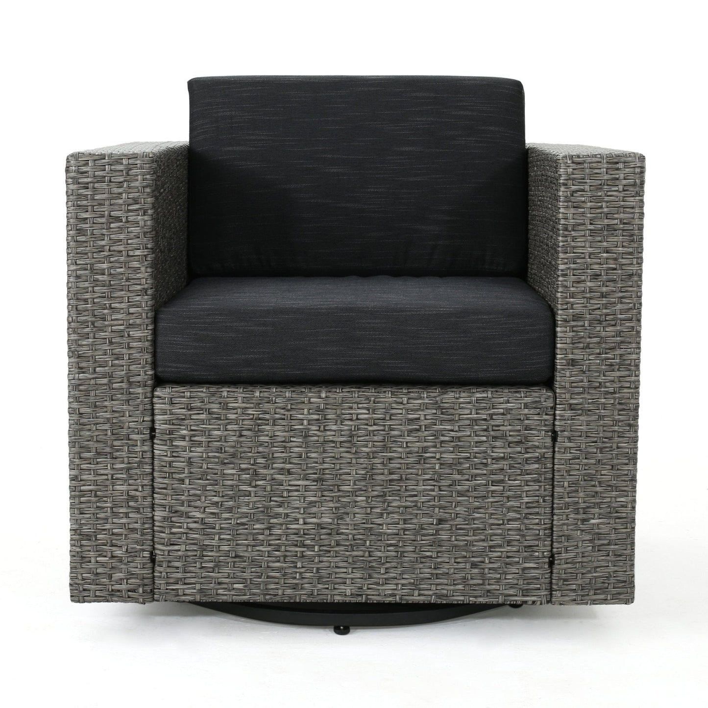 Nebula Outdoor Rattan Swivel Chair with Square Arm and Water-Resistant Cushions