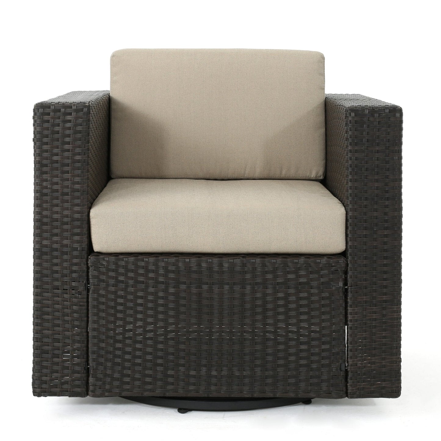 Nebula Outdoor Rattan Swivel Chair with Square Arm and Water-Resistant Cushions