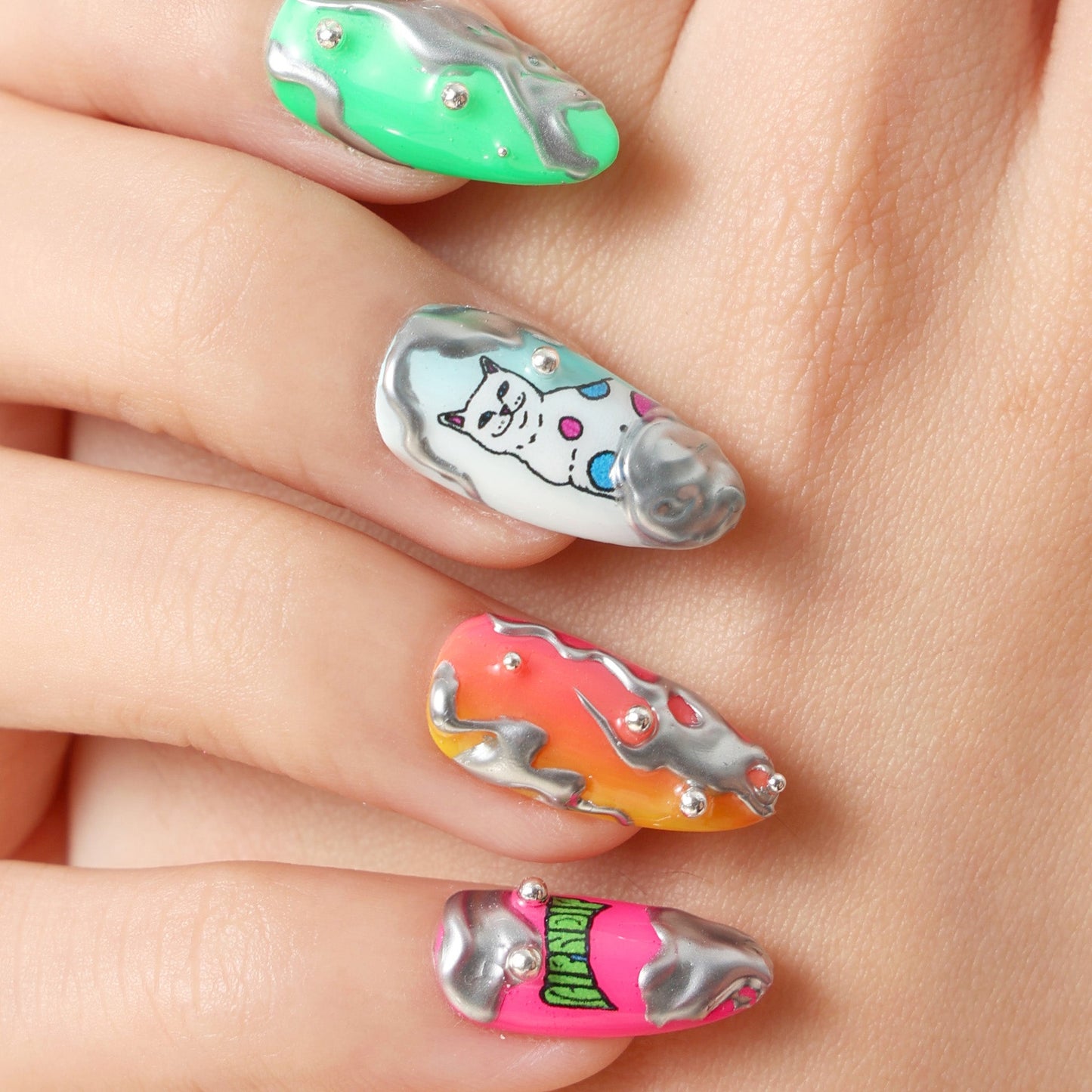 Psychedelic Handmade Nail Set