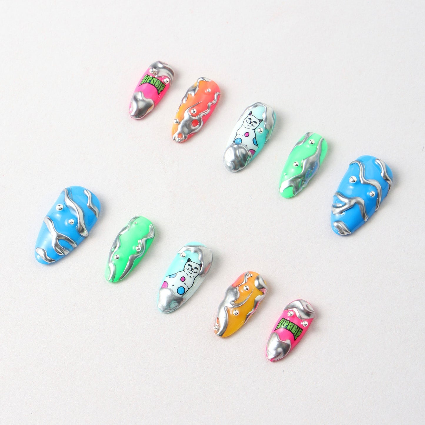 Psychedelic Handmade Nail Set
