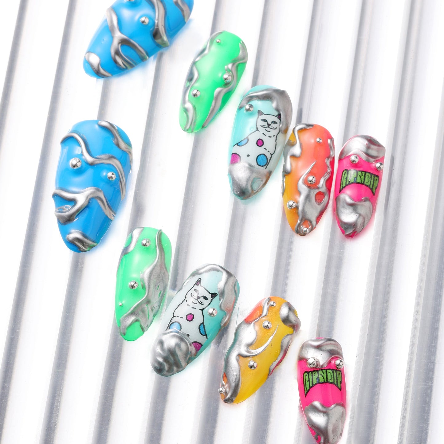 Psychedelic Handmade Nail Set