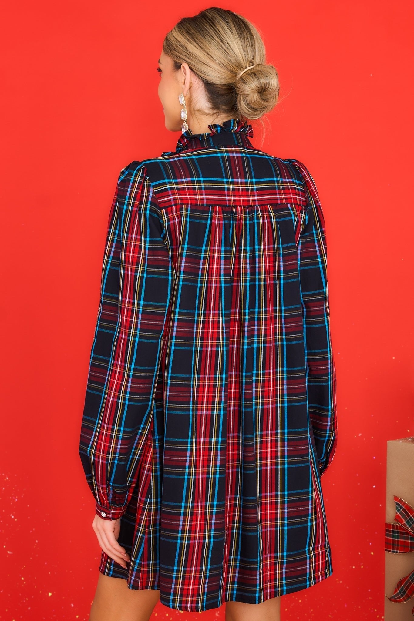 Night Divine Black Plaid Dress