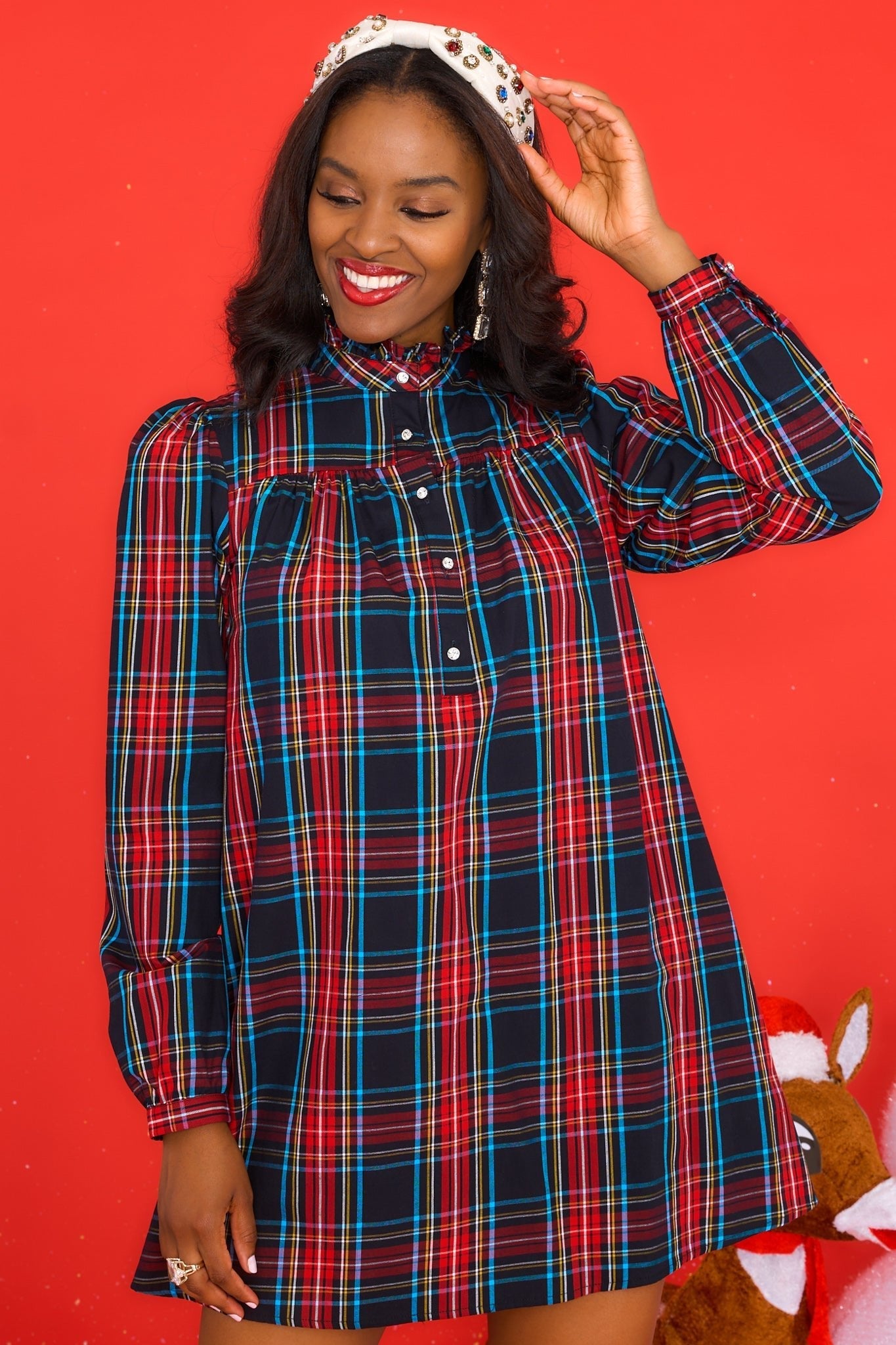 Night Divine Black Plaid Dress