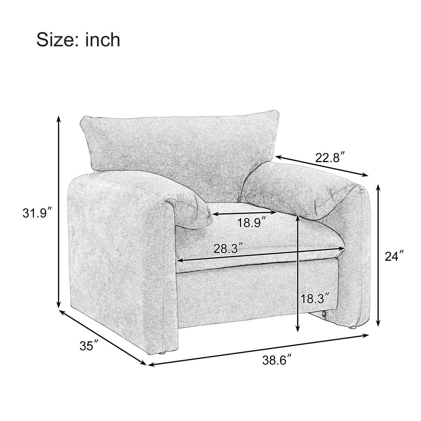 Nolan Oversized Chenille Armchair