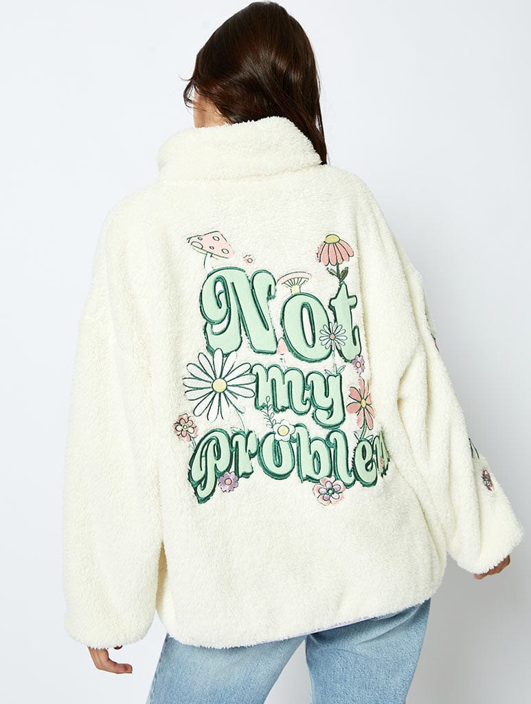 Not My Problem Longline Fleece in Cream