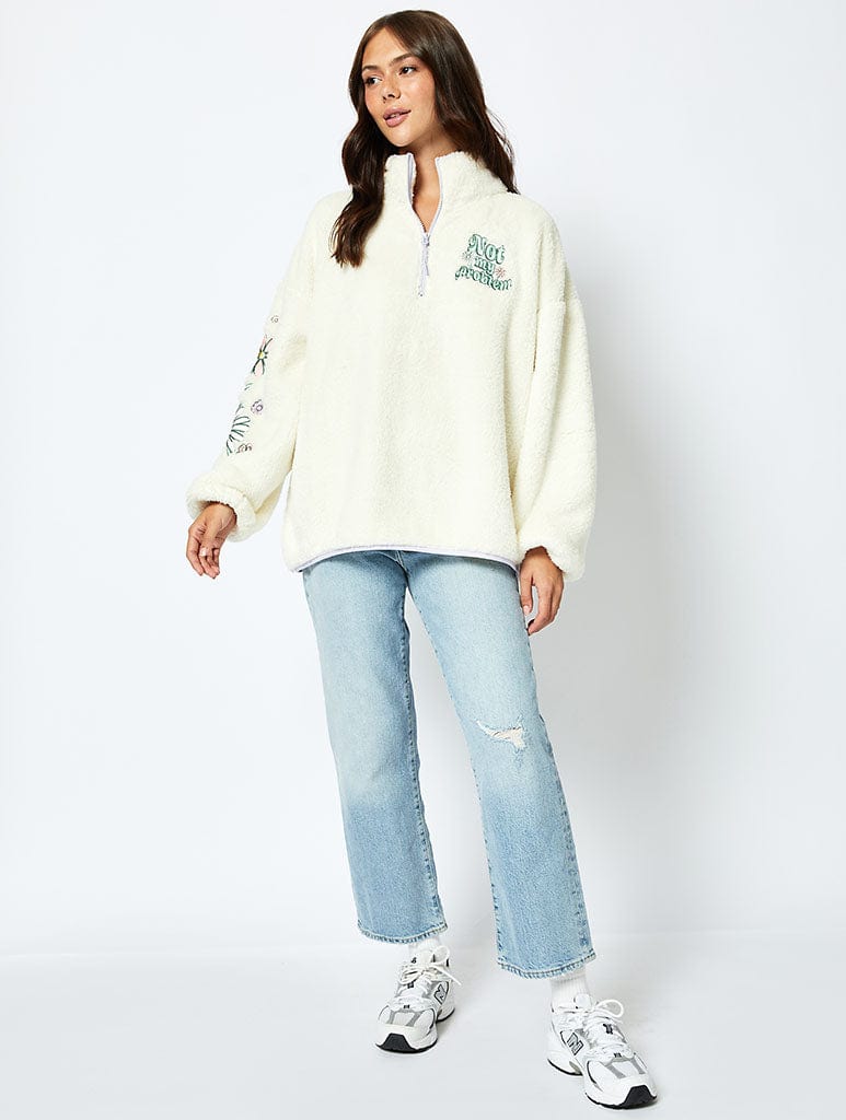 Not My Problem Longline Fleece in Cream