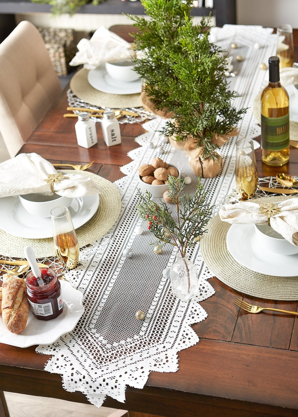 Off White Nordic Lace 14"X72" Table Runner