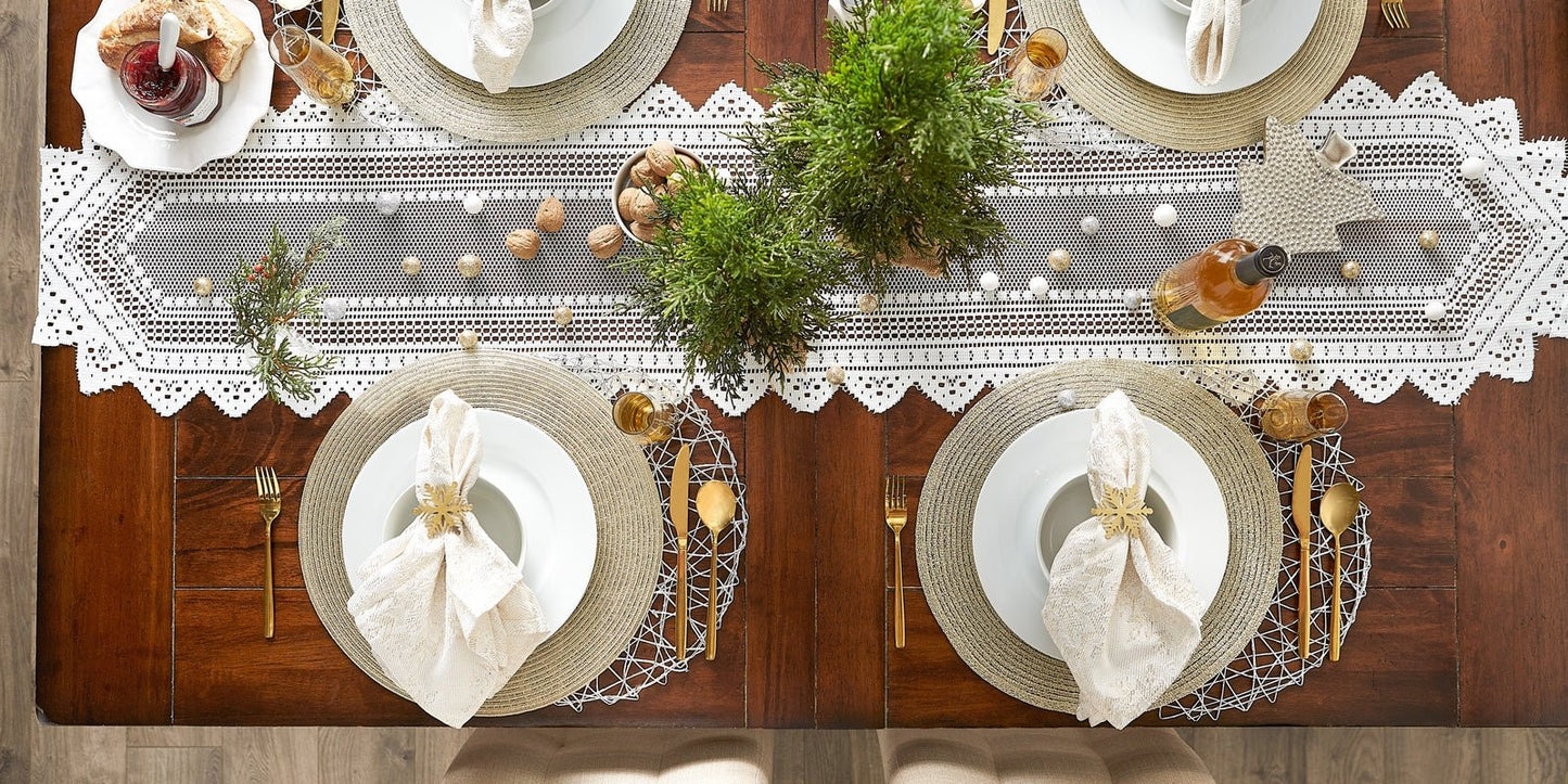 Off White Nordic Lace 14"X72" Table Runner