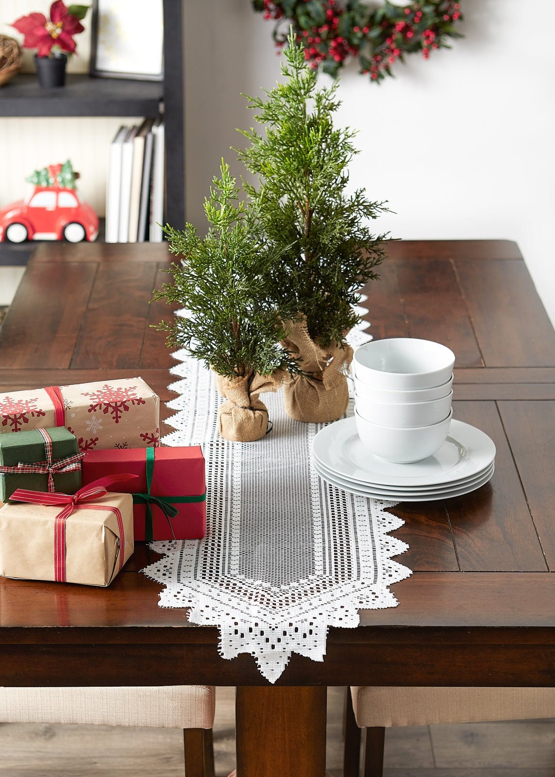 Off White Nordic Lace 14"X72" Table Runner