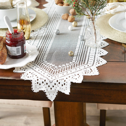 Off White Nordic Lace 14"X72" Table Runner
