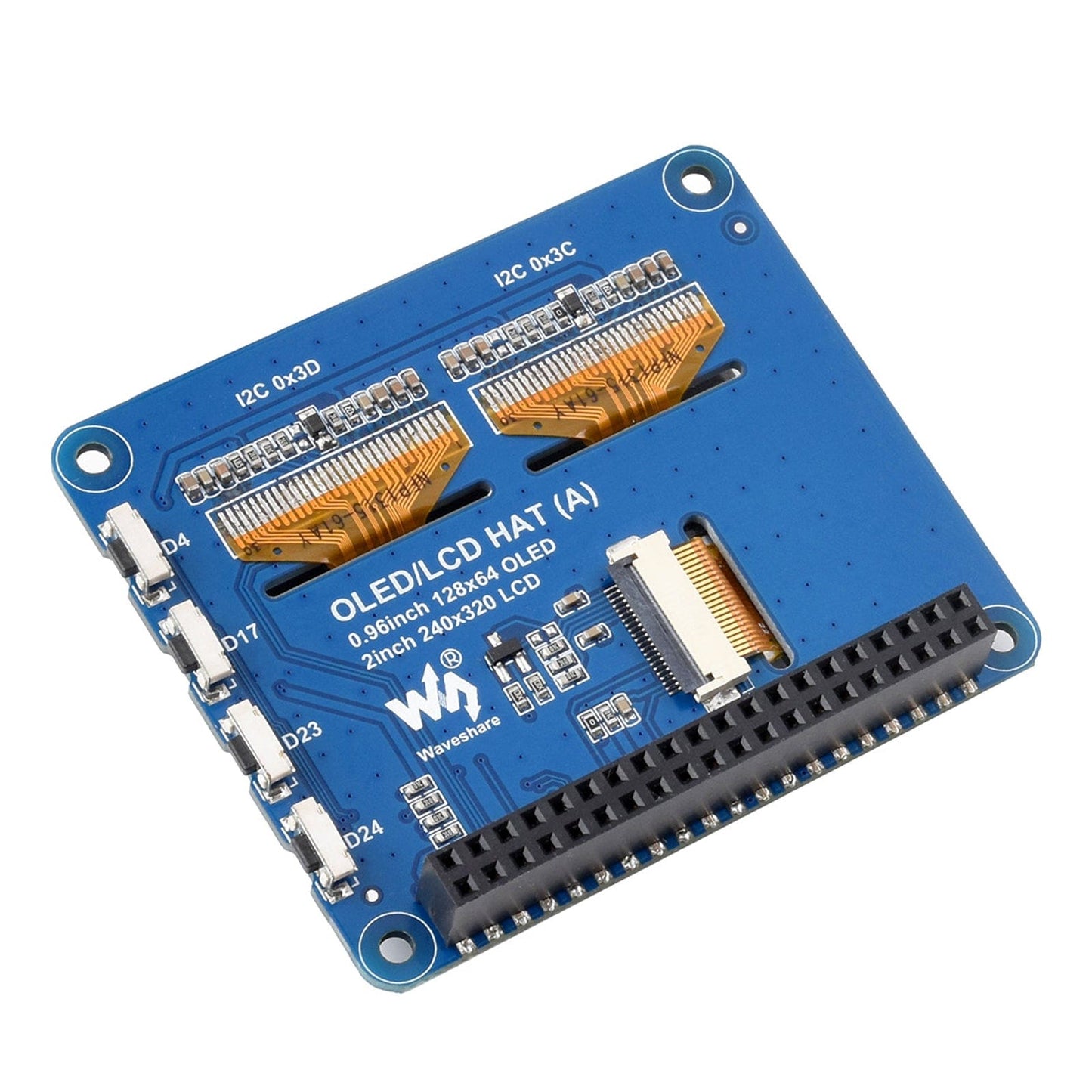 OLED/LCD Triple Screen HAT for Raspberry Pi