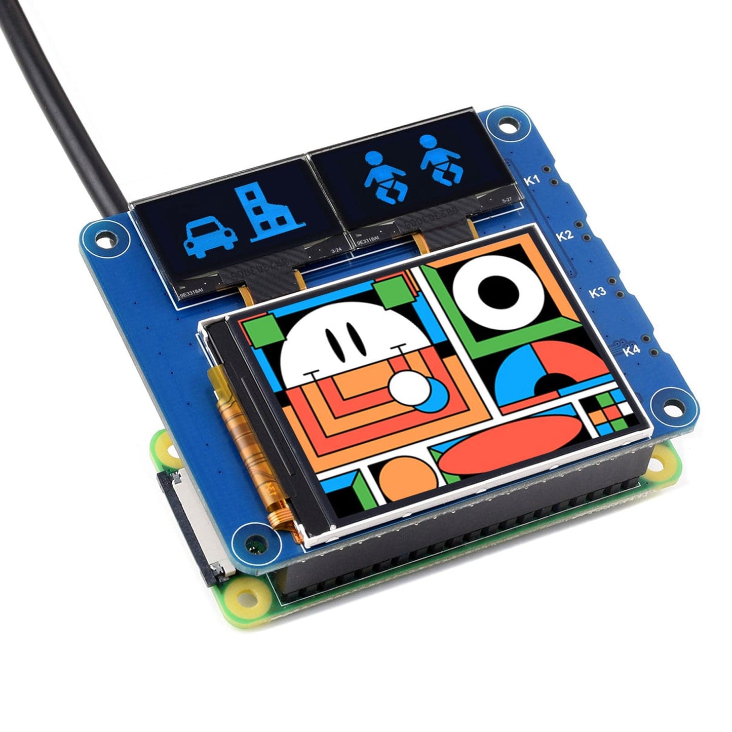 OLED/LCD Triple Screen HAT for Raspberry Pi