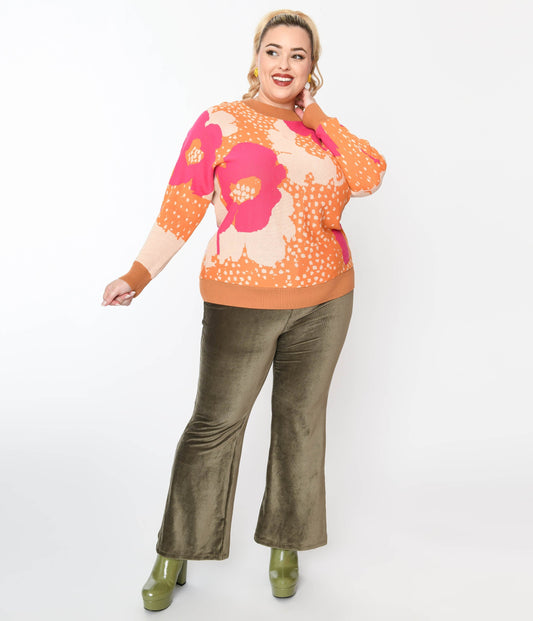 1970s Olive Green Corduroy Knit Pants