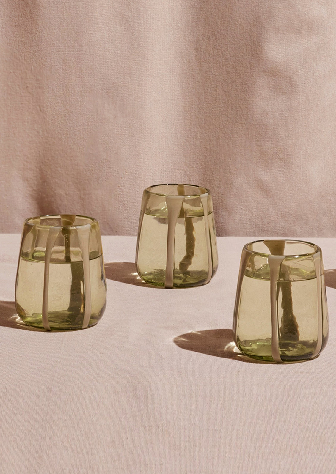 Olive Stripe Recycled Glass Tumbler