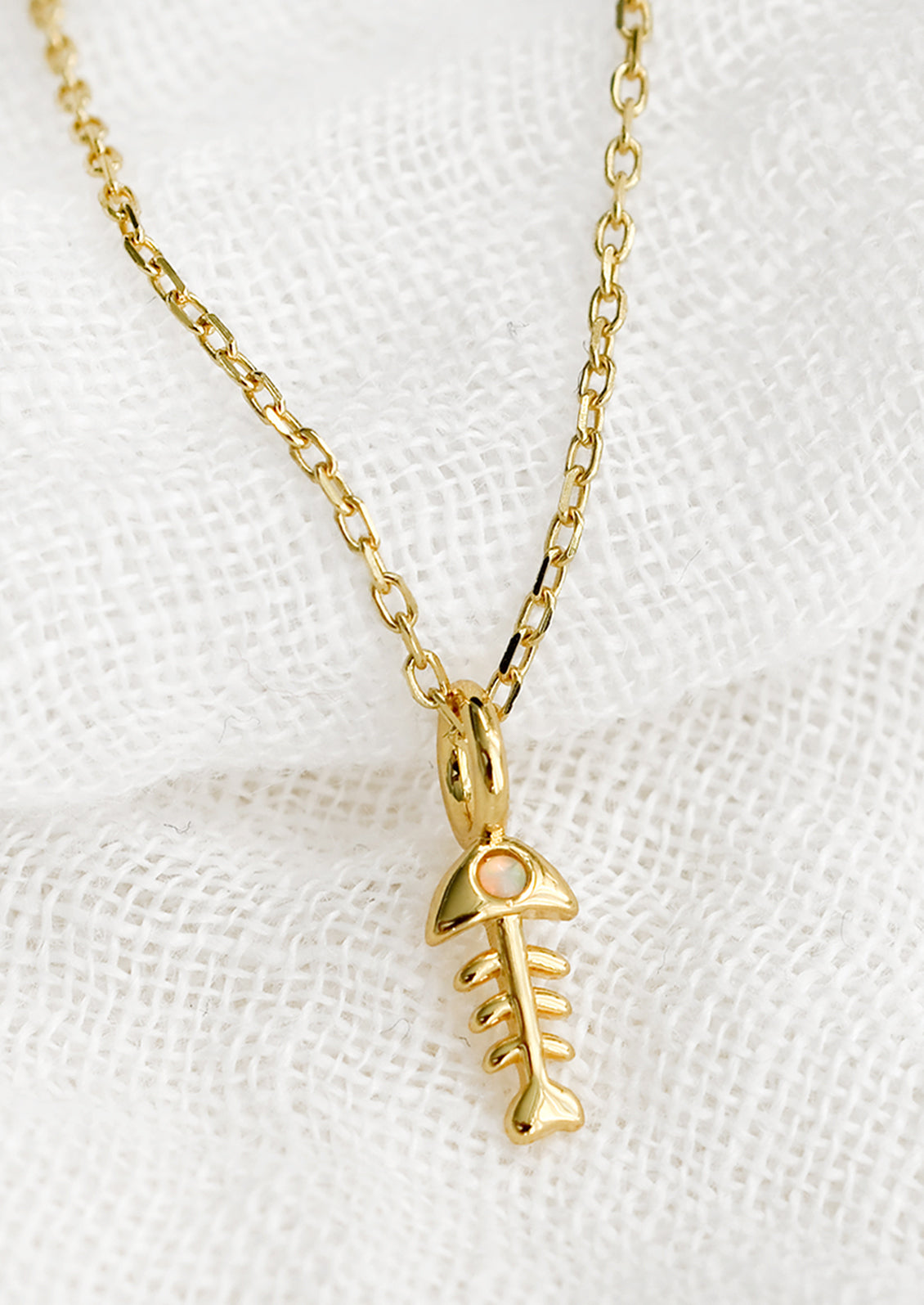 Opal Fishbone Necklace