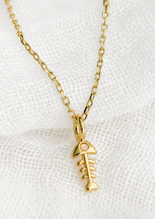 Opal Fishbone Necklace