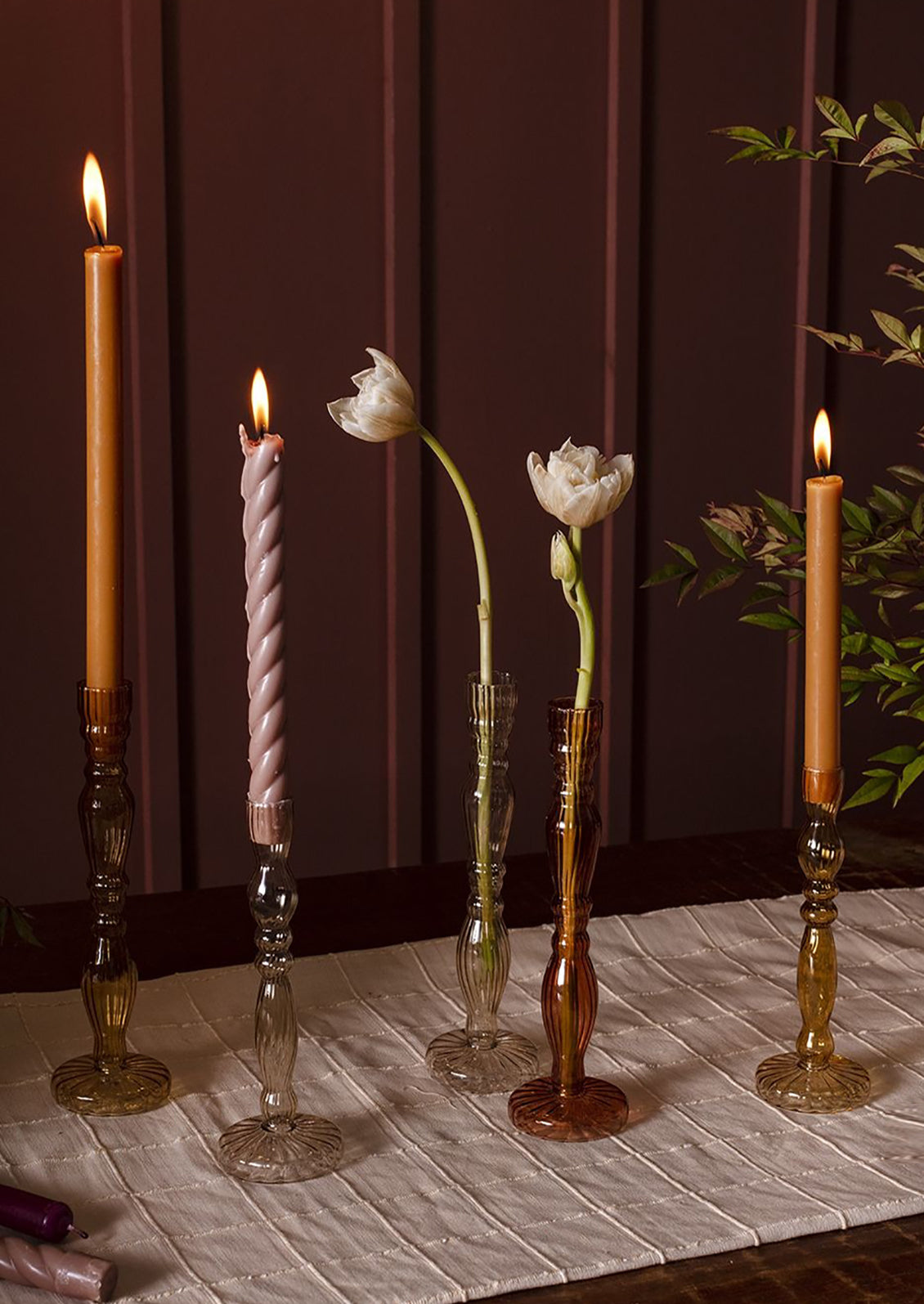 Optic Glass Candlestick Holder