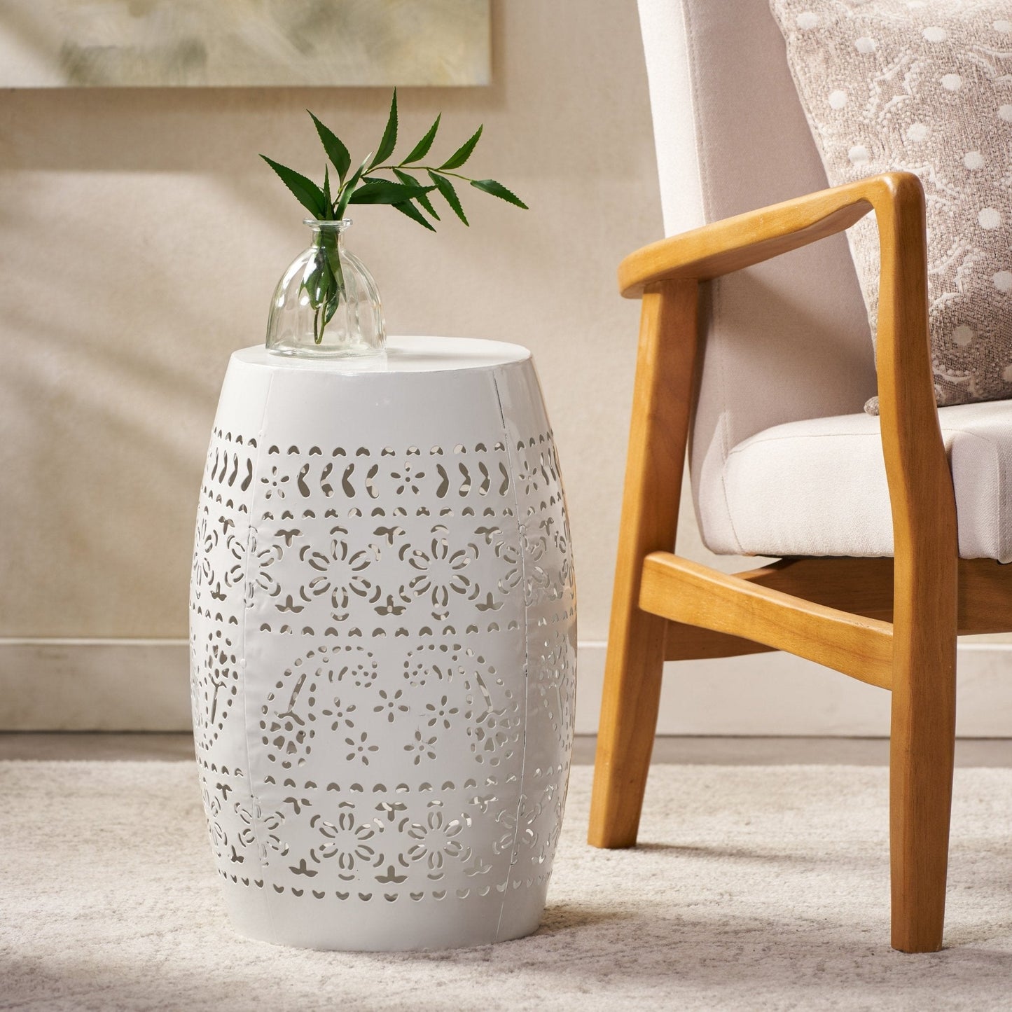 Orchid 12" Outdoor Side Table with Barrel Shape