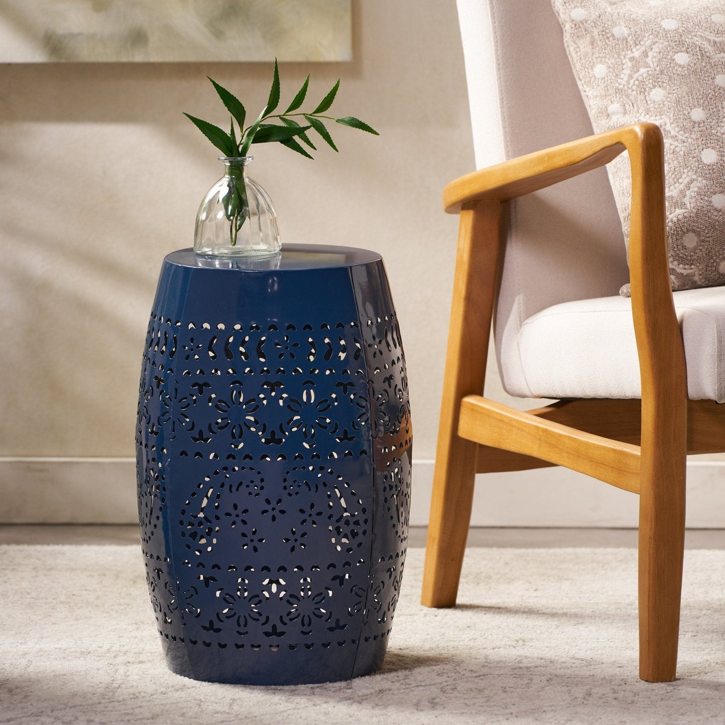 Orchid 12" Outdoor Side Table with Barrel Shape