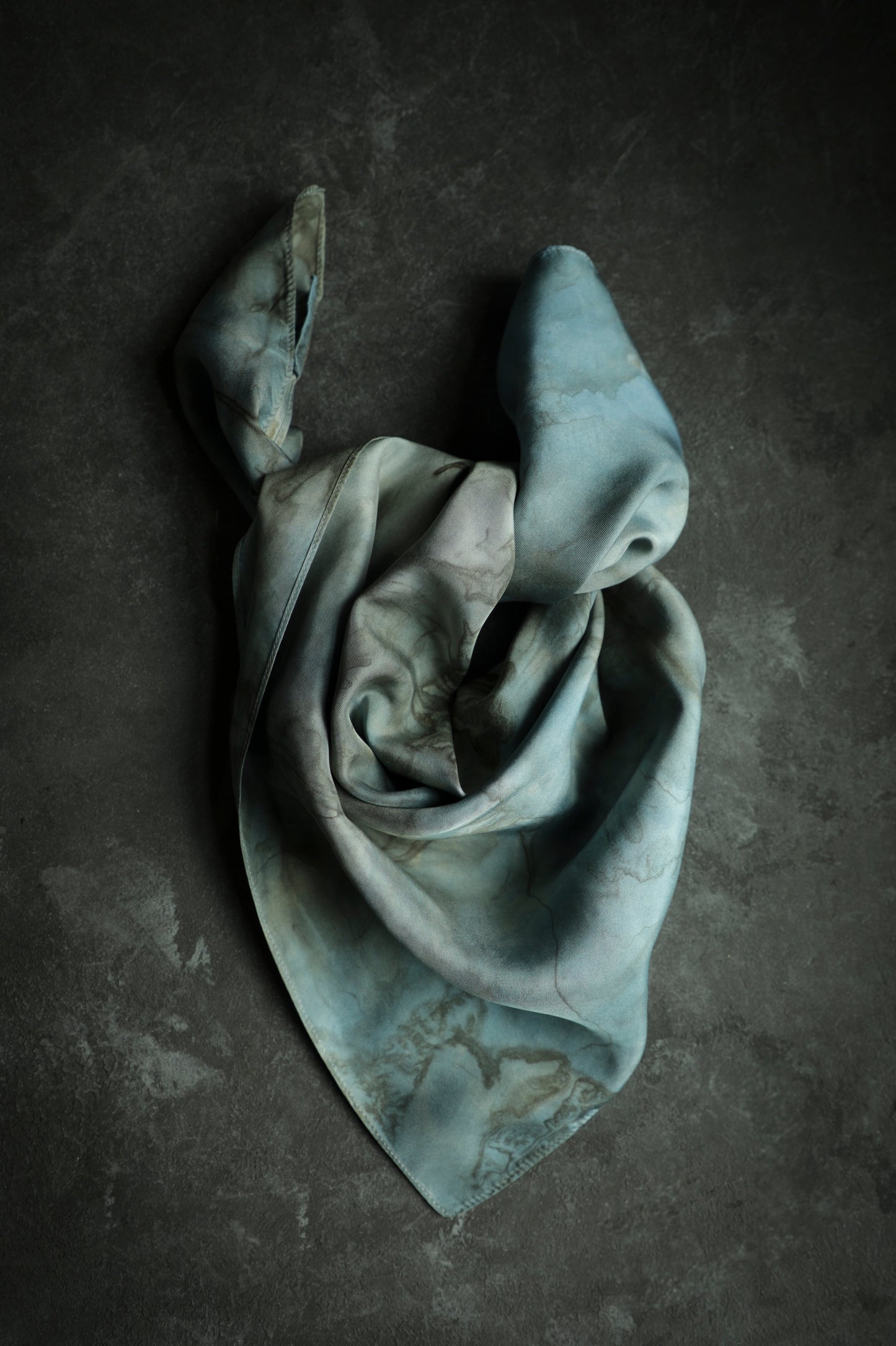 Original Eco-dyed Indigo + Woodgrain Walnut  | 26 x 26" 100% Silk Twill Scarf