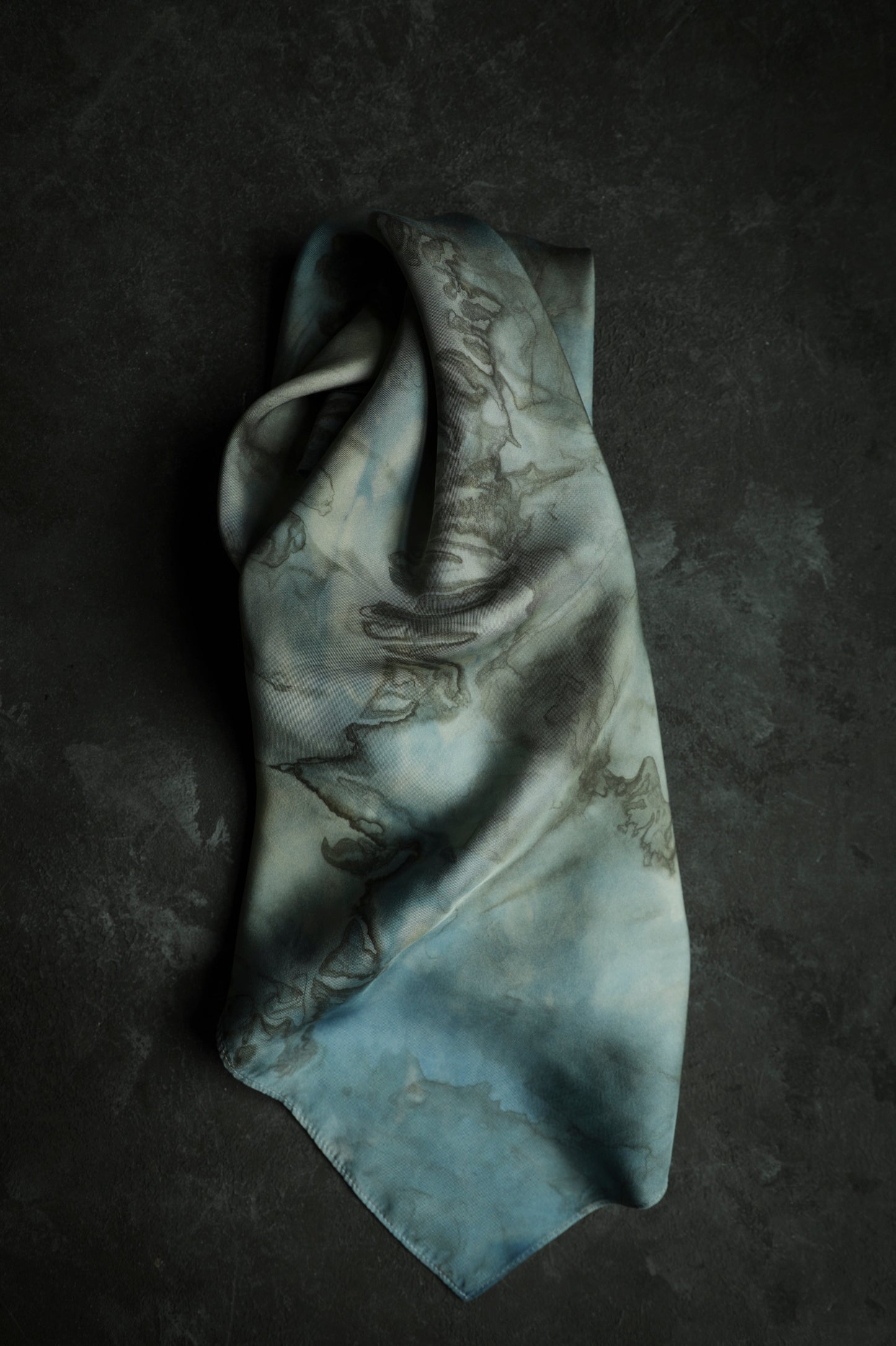 Original Eco-dyed Indigo + Woodgrain Walnut  | 26 x 26" 100% Silk Twill Scarf