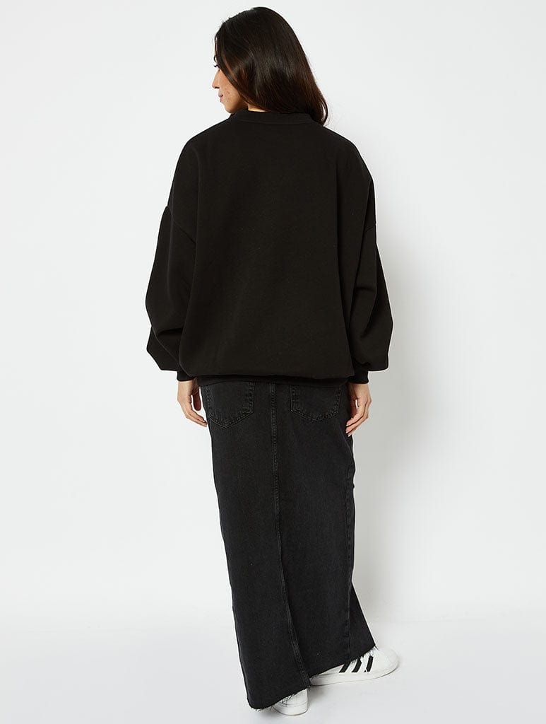 Out Of Office Black Oversized Sweatshirt