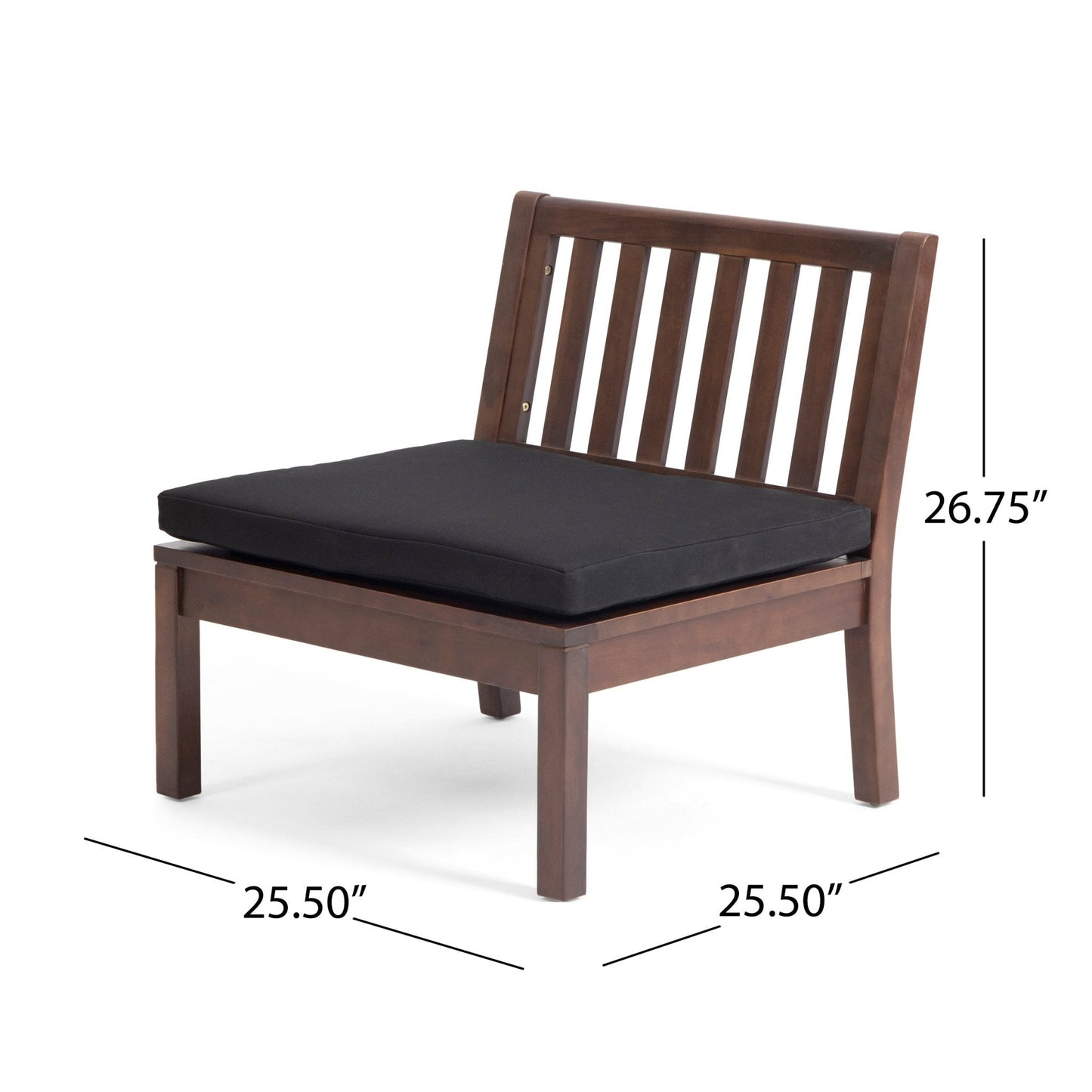 Outdoor Acacia Wood Club Chair with Slat Back Set of 2