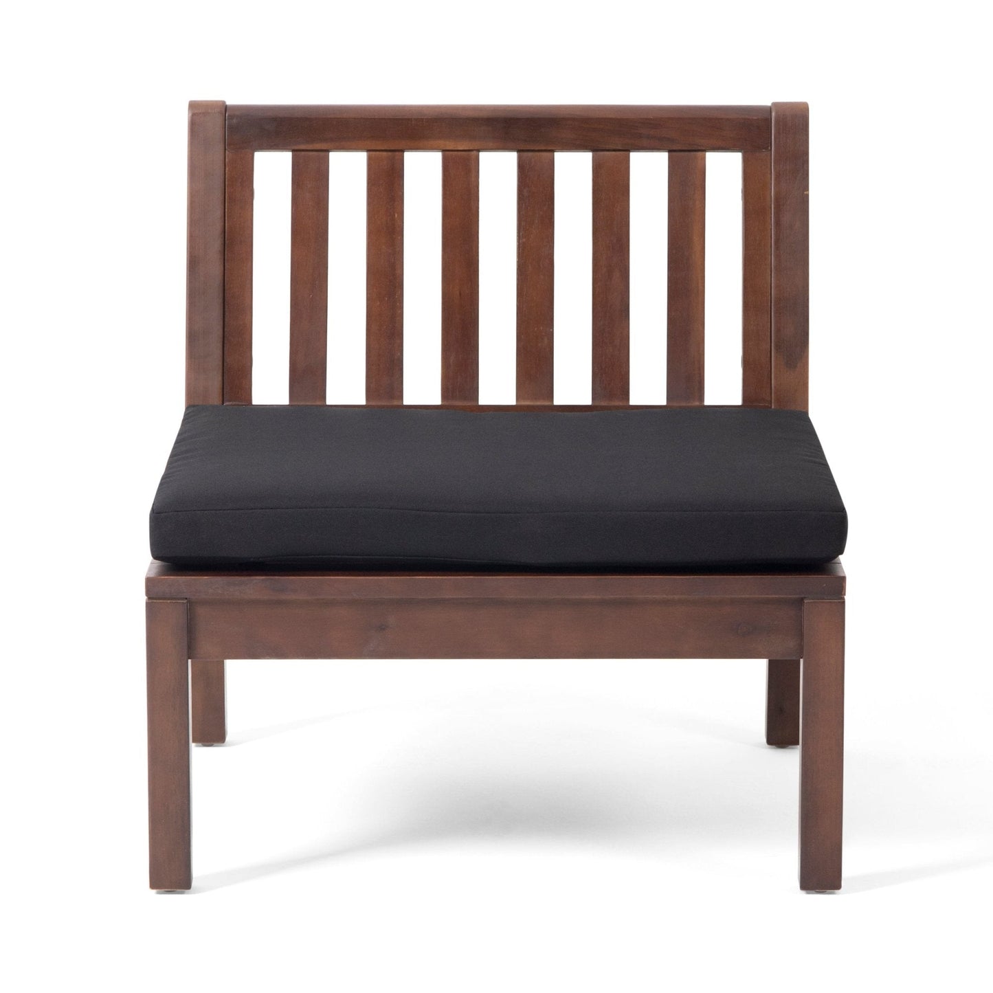 Outdoor Acacia Wood Club Chair with Slat Back Set of 2