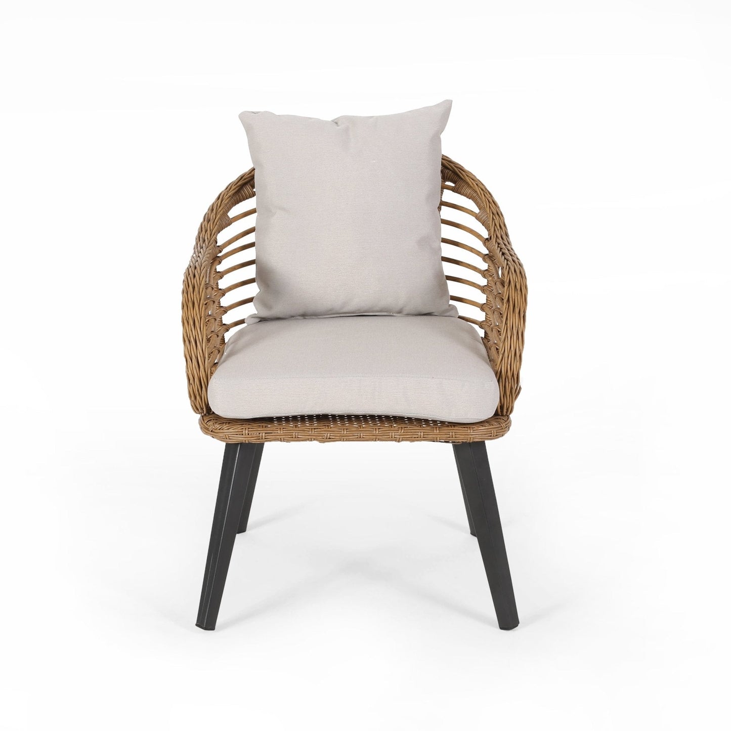 Outdoor Accent Chair with Aluminum Frame and Rattan Seating