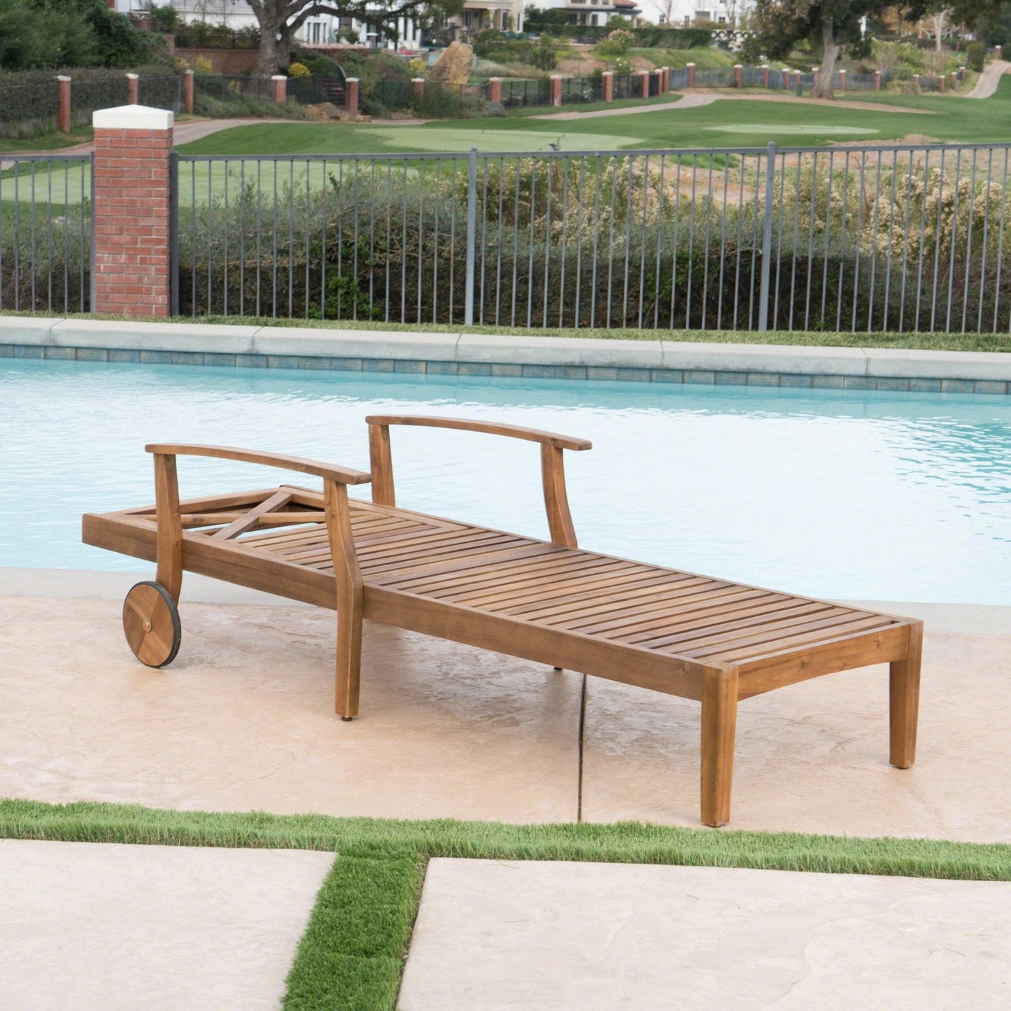 Outdoor Chaise Lounge with Adjustable Seating and Wheels