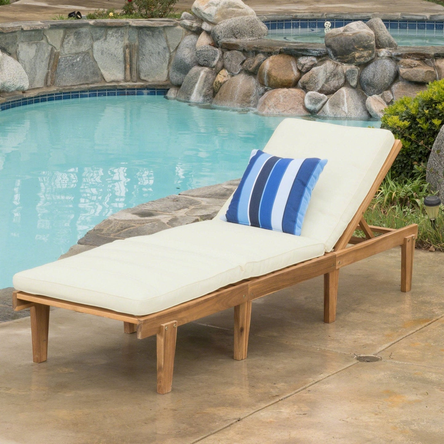 Outdoor Chaise Lounge with Cushion and Adjustable Seat