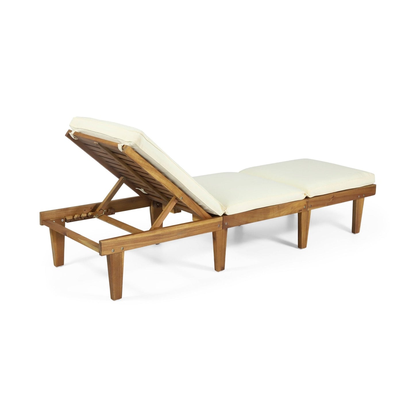 Outdoor Chaise Lounge with Cushion and Adjustable Seat