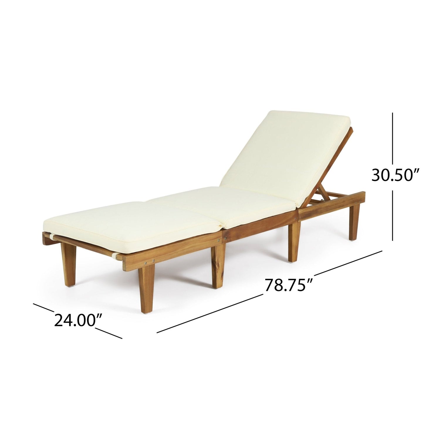 Outdoor Chaise Lounge with Cushion and Adjustable Seat