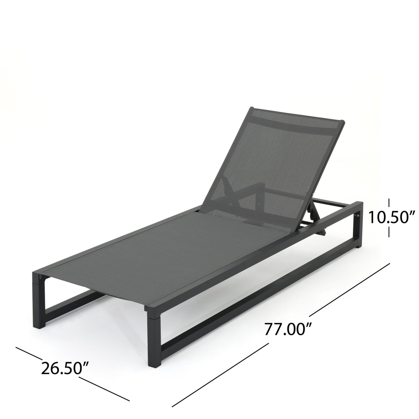 Outdoor Chaise Lounges with Breathable Mesh Seat and Sturdy Aluminum Frame, Set of 2