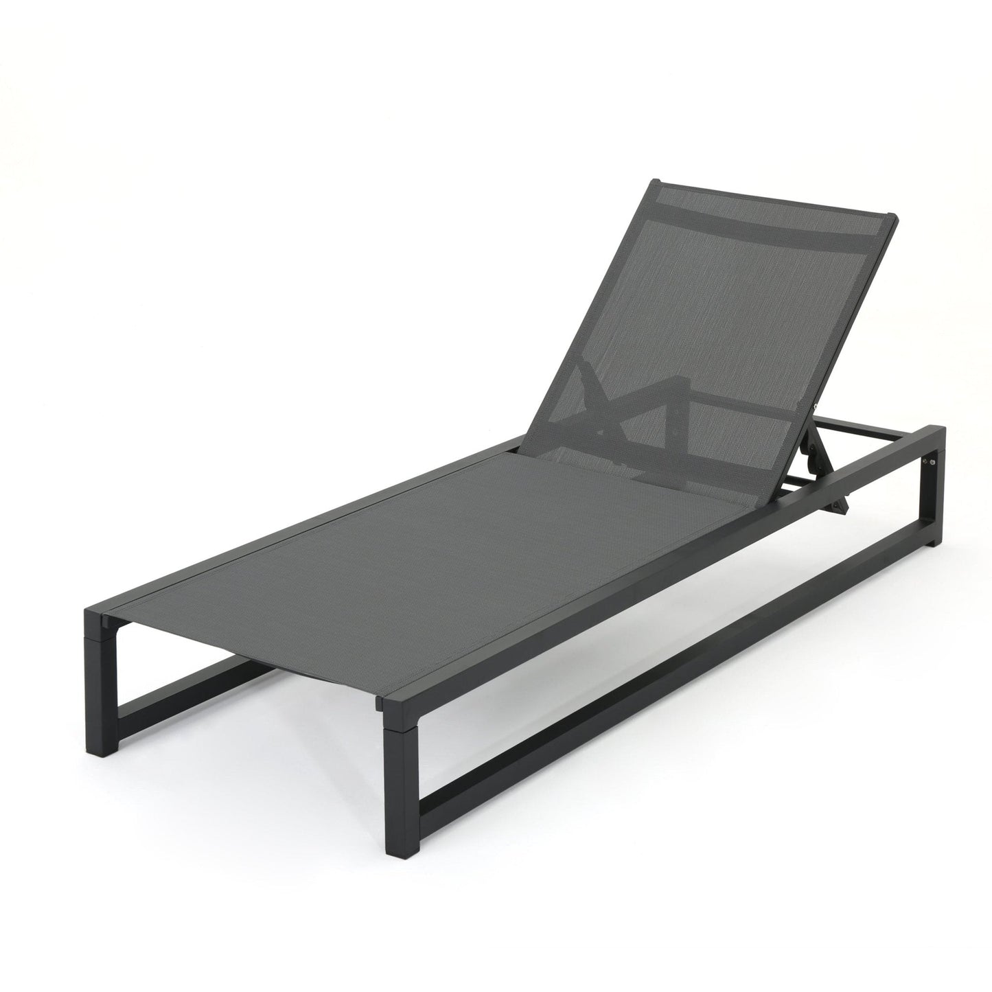 Outdoor Chaise Lounges with Breathable Mesh Seat and Sturdy Aluminum Frame, Set of 2