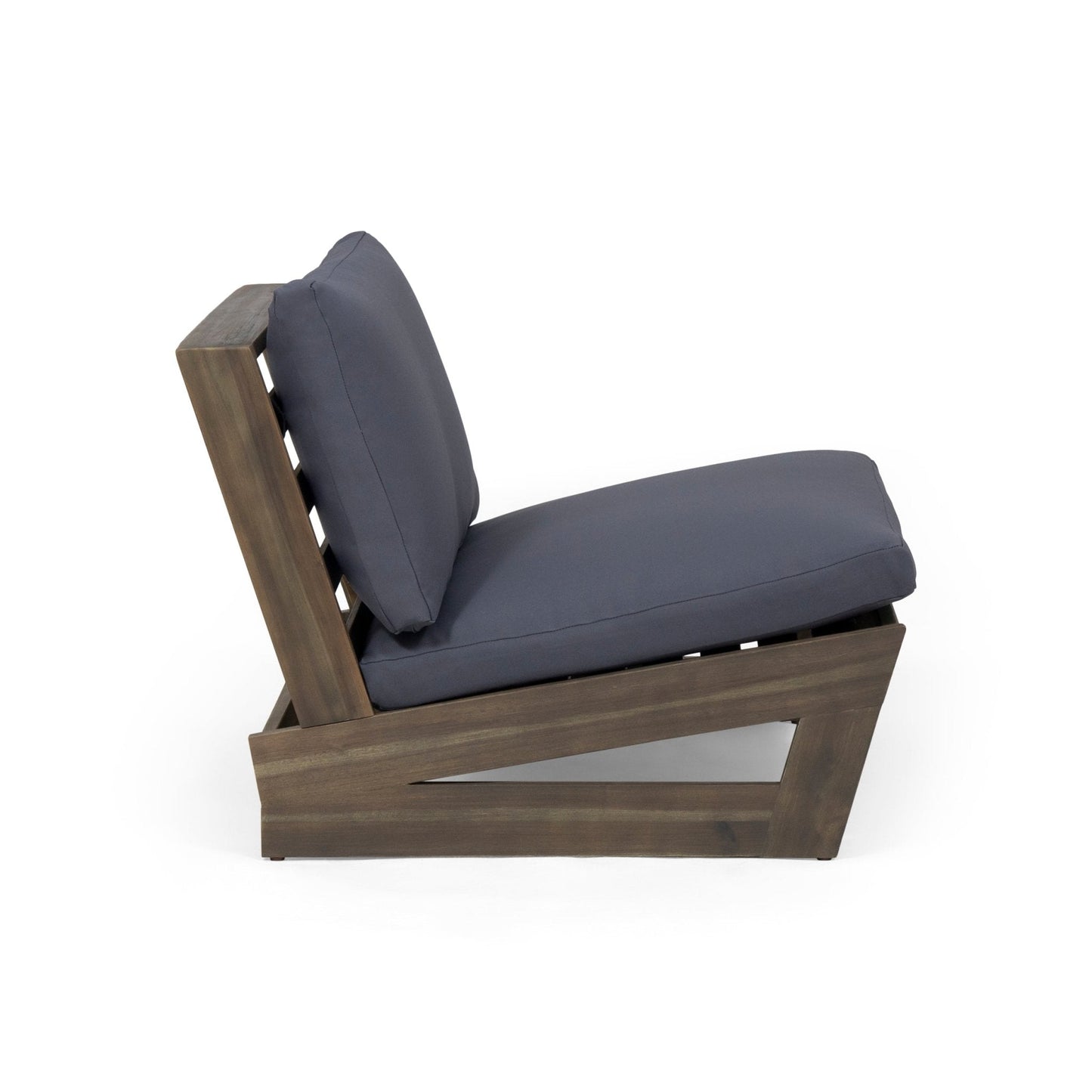 Outdoor Club Chair with Cushion and Acacia Wood Frame