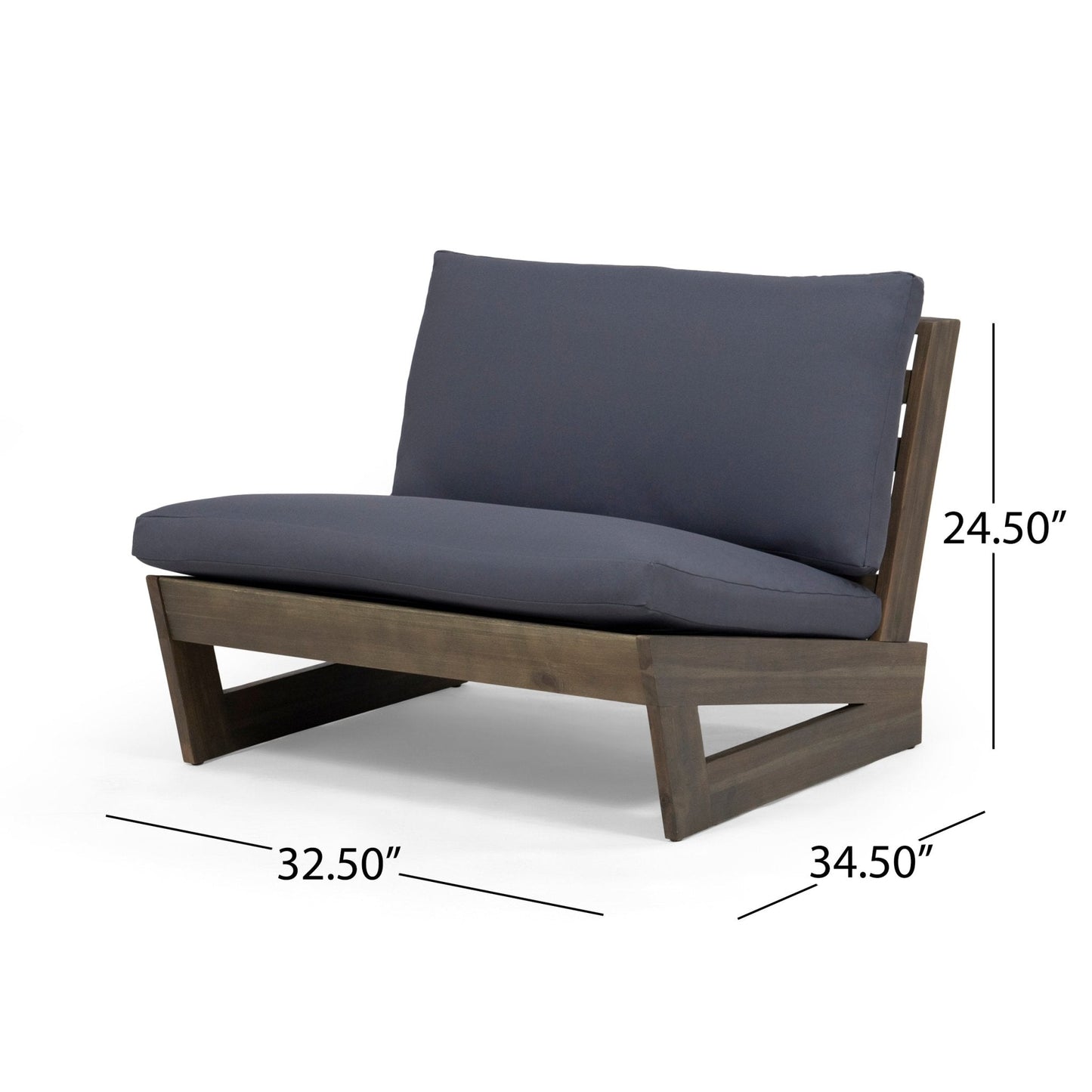 Outdoor Club Chair with Cushion and Acacia Wood Frame