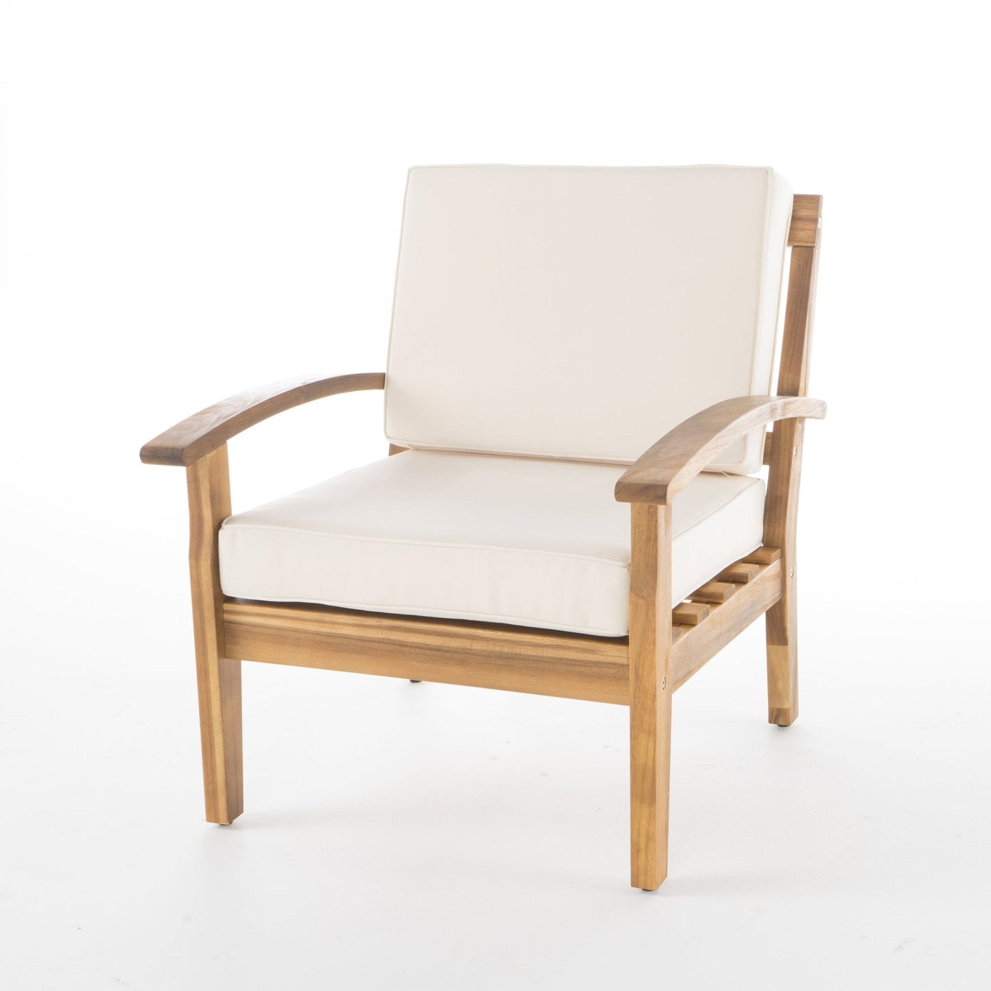 Outdoor Club Chair with Cushion and Acacia Wood Frame