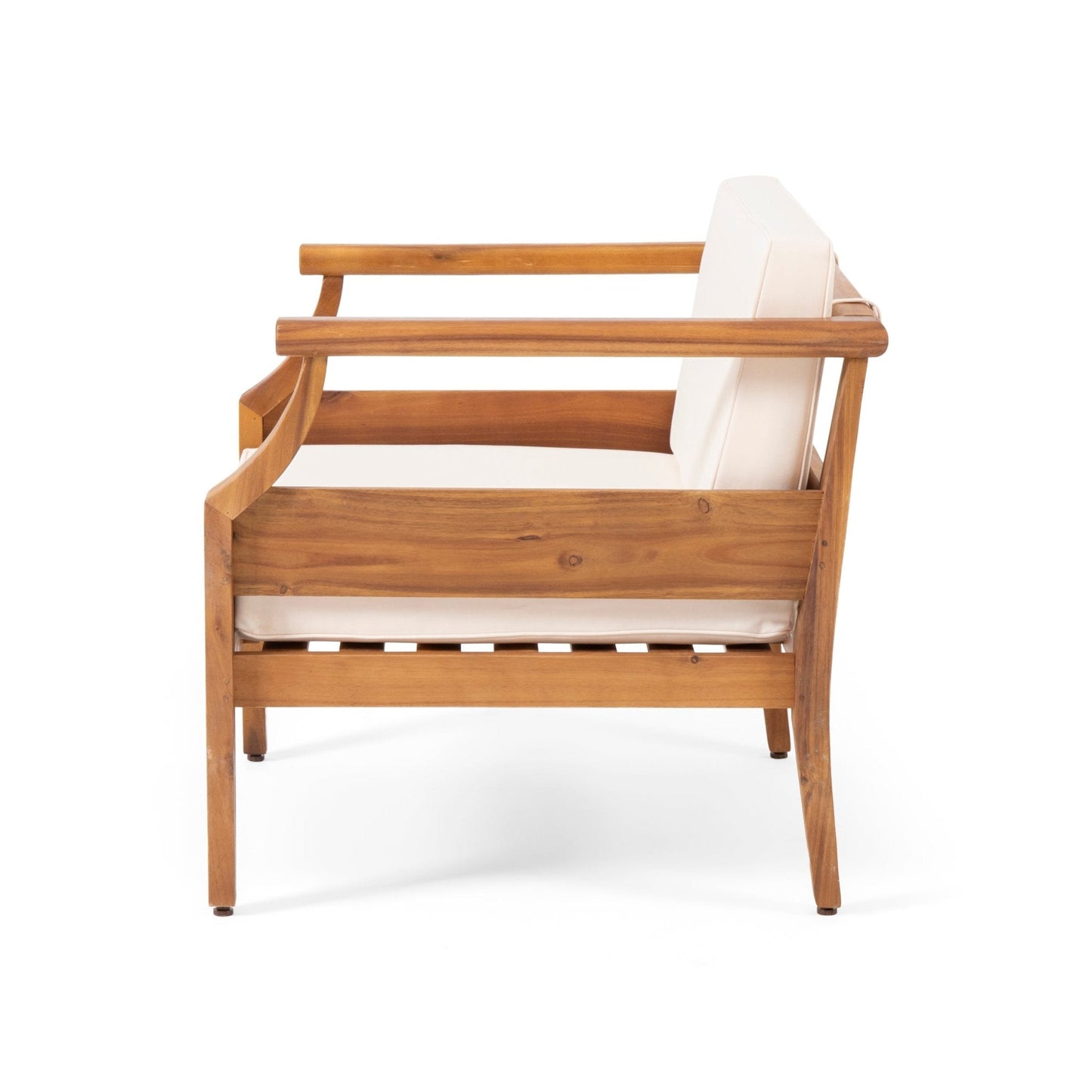 Outdoor Club Chair with Cushion and Wooden Frame